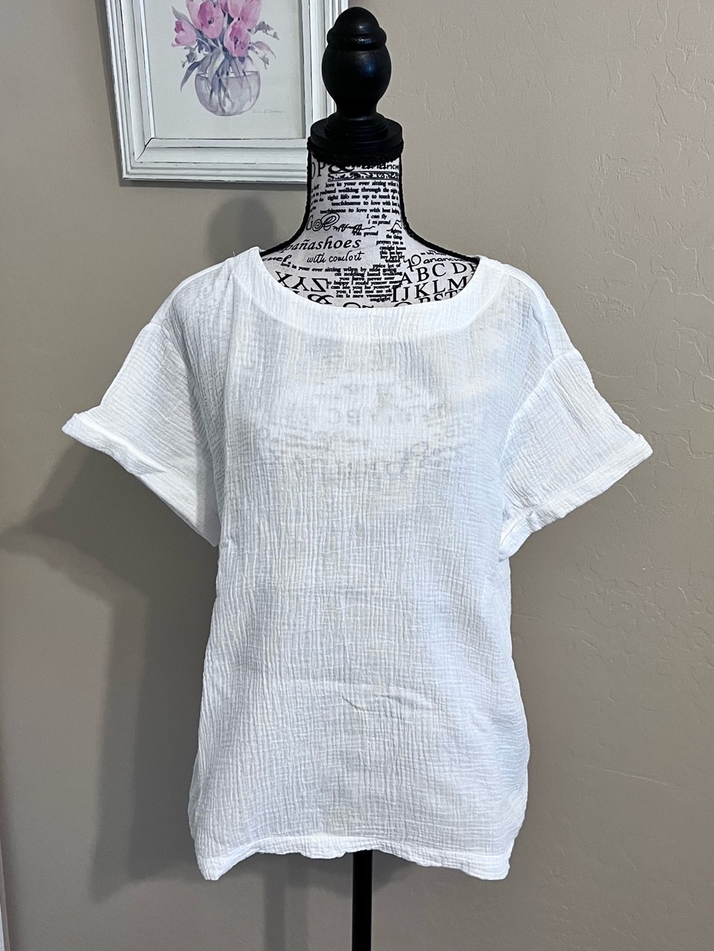 Calvin Klein White Gauze Short-Sleeve Top